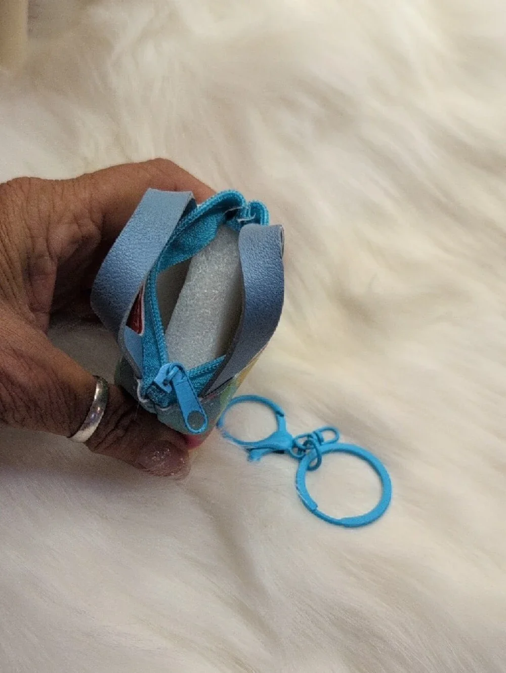 Dog Blue Multicolor Mini Coin Purse/Key Ring/Bag Charm